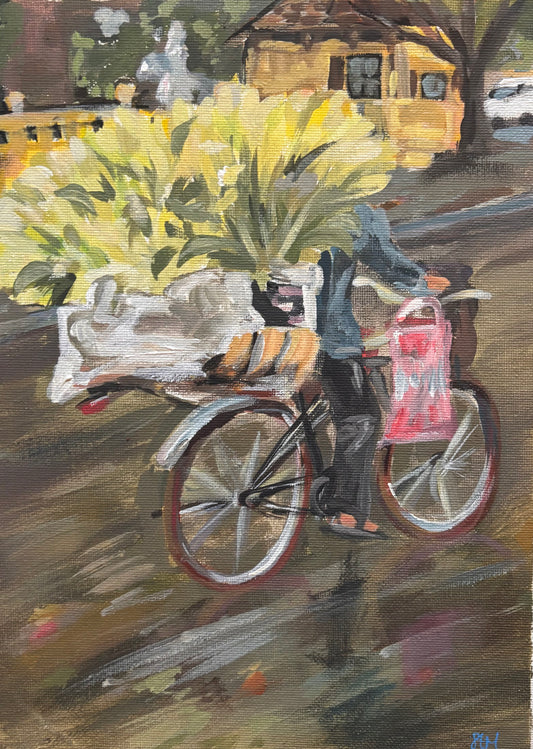 A fragrant Errand 7x9 Acrylic Painting