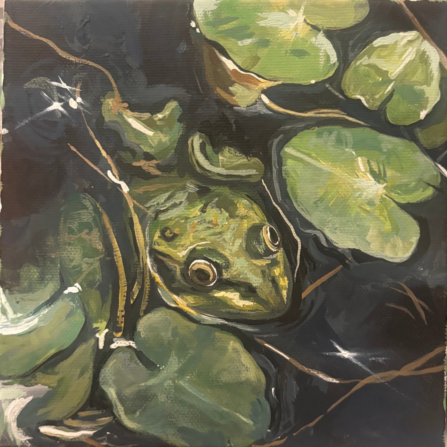 Just Checking the Weather 6x6 Acrylic Painting