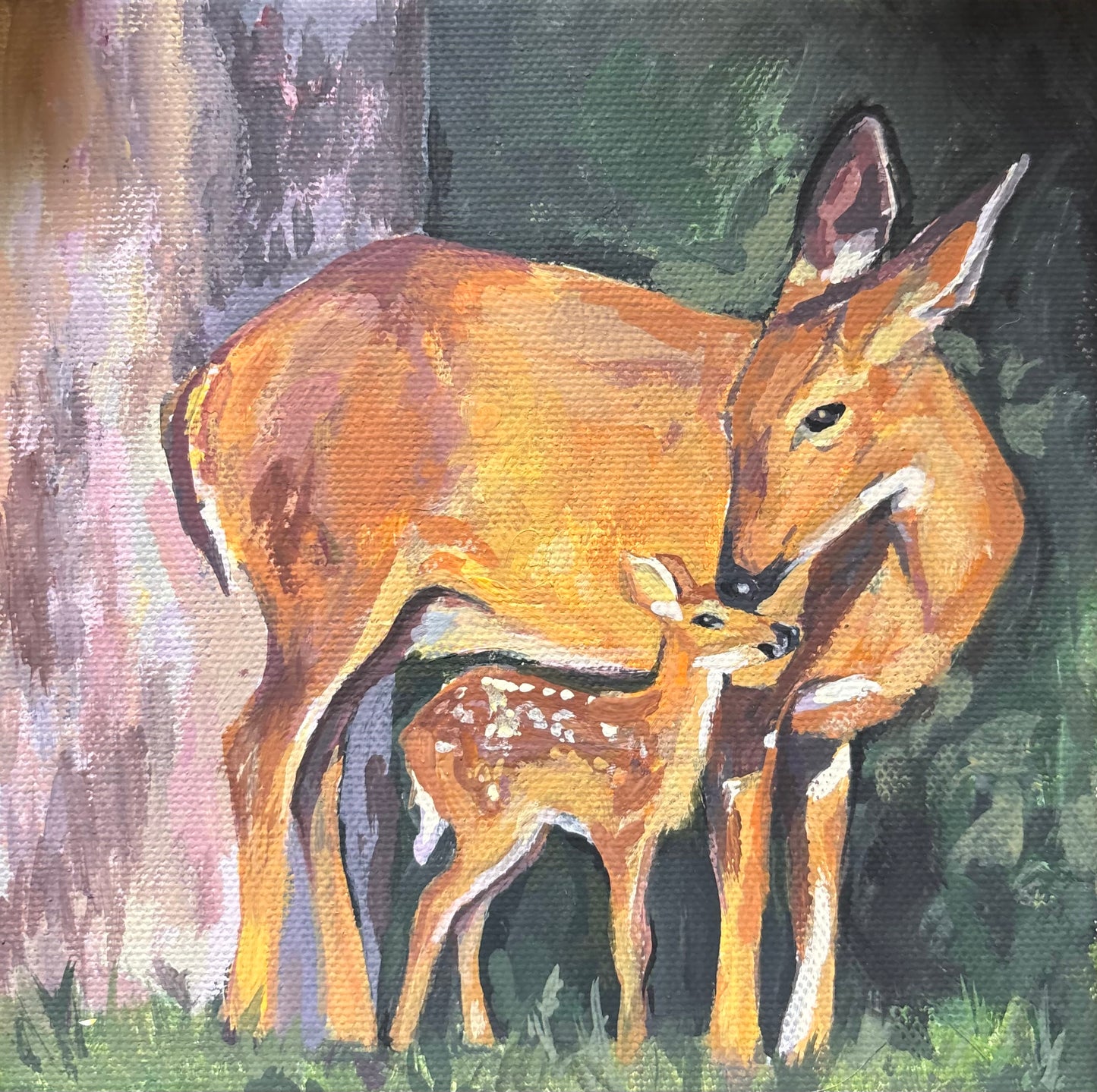 May and Her Baby 6x6 Acrylic Painting